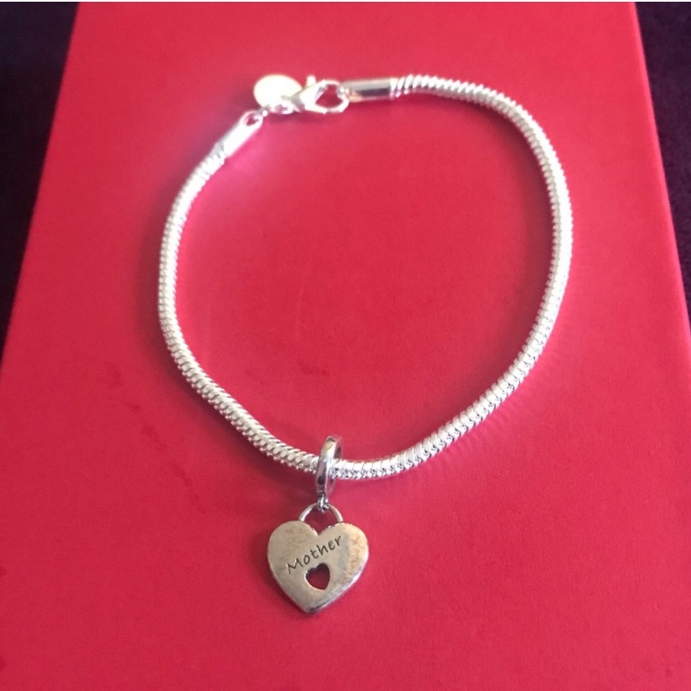 Sterling Silver 'Mother' Heart Charm Bracelet
